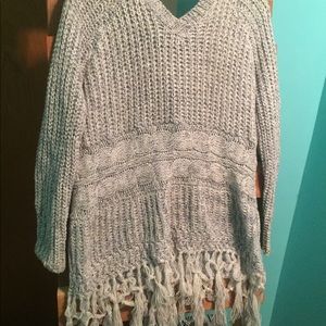 Fringe knit oversized sweater